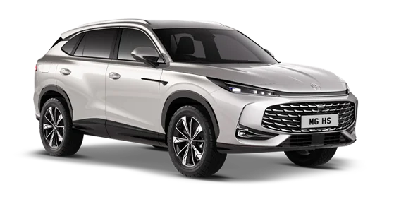 MG HS Hybrid+ SE w wersji studyjnej, biały lakier, tło wycięte